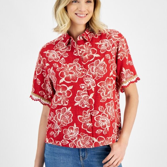 NWT Nautica Women's Crochet-Trim Button up Shirt, Style - Medium - Picture 5 of 5